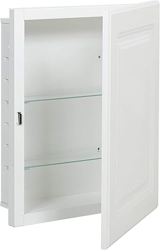 Miniatura 7 de American Pride Botiquín de puerta de panel elevado para montaje empotrado, 16" x 20", cuerpo de acero, blanco