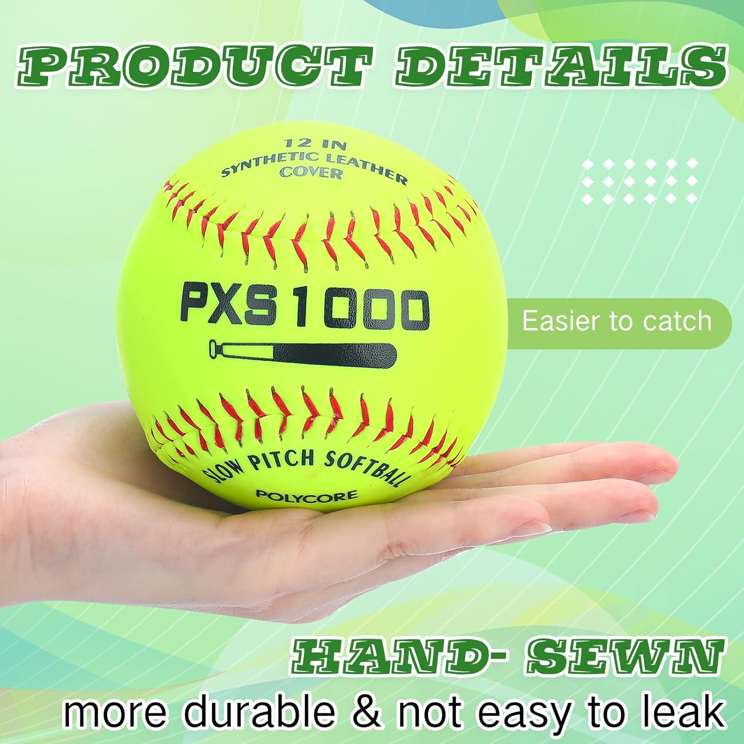 18 Pcs Sports Practice Softballs Leather Covered Training Ball Slow Pitch Softball Balls for Games, Practice and Training