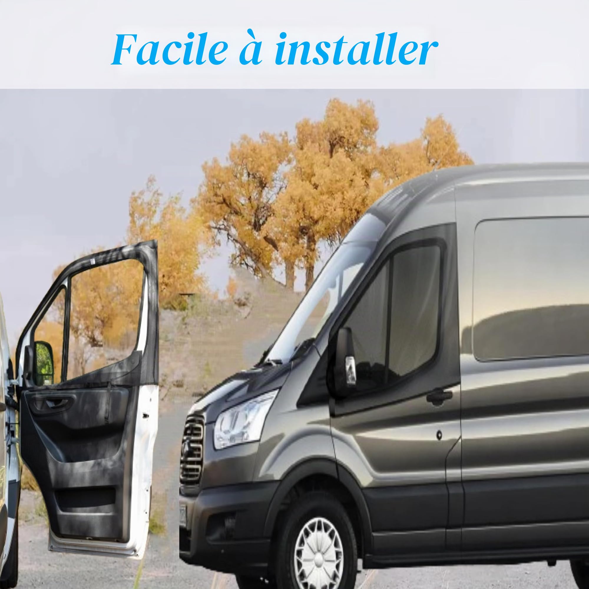 Écran de fenêtre magnétique de Voiture, 2 pièces Universel Moustiquaires Porte Avant Voiture Bloquer Les Rayons UV Pare-Soleil de fenêtre Avant élastique avec Sac Rangement pour Caravane Camping-Car