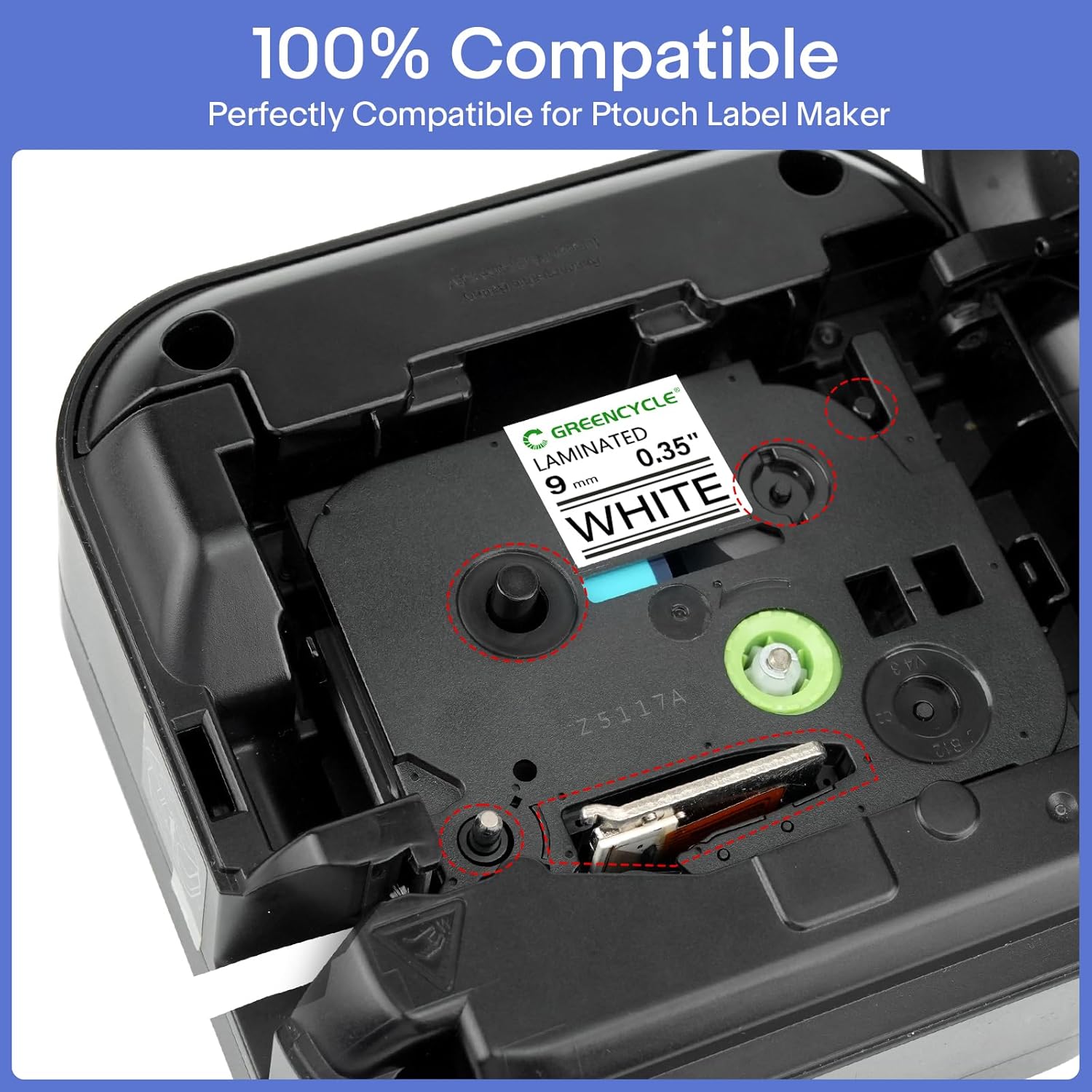 GREENCYCLE 10 Pack TZe-221 9mm 0.35 Label Tape Compatible for Brother P-Touch TZe221 9mm 0.35 Laminated White TZe TZ Tape TZ-221 TZ221 for Label Maker PT-D210 D220 H100 H110 D400