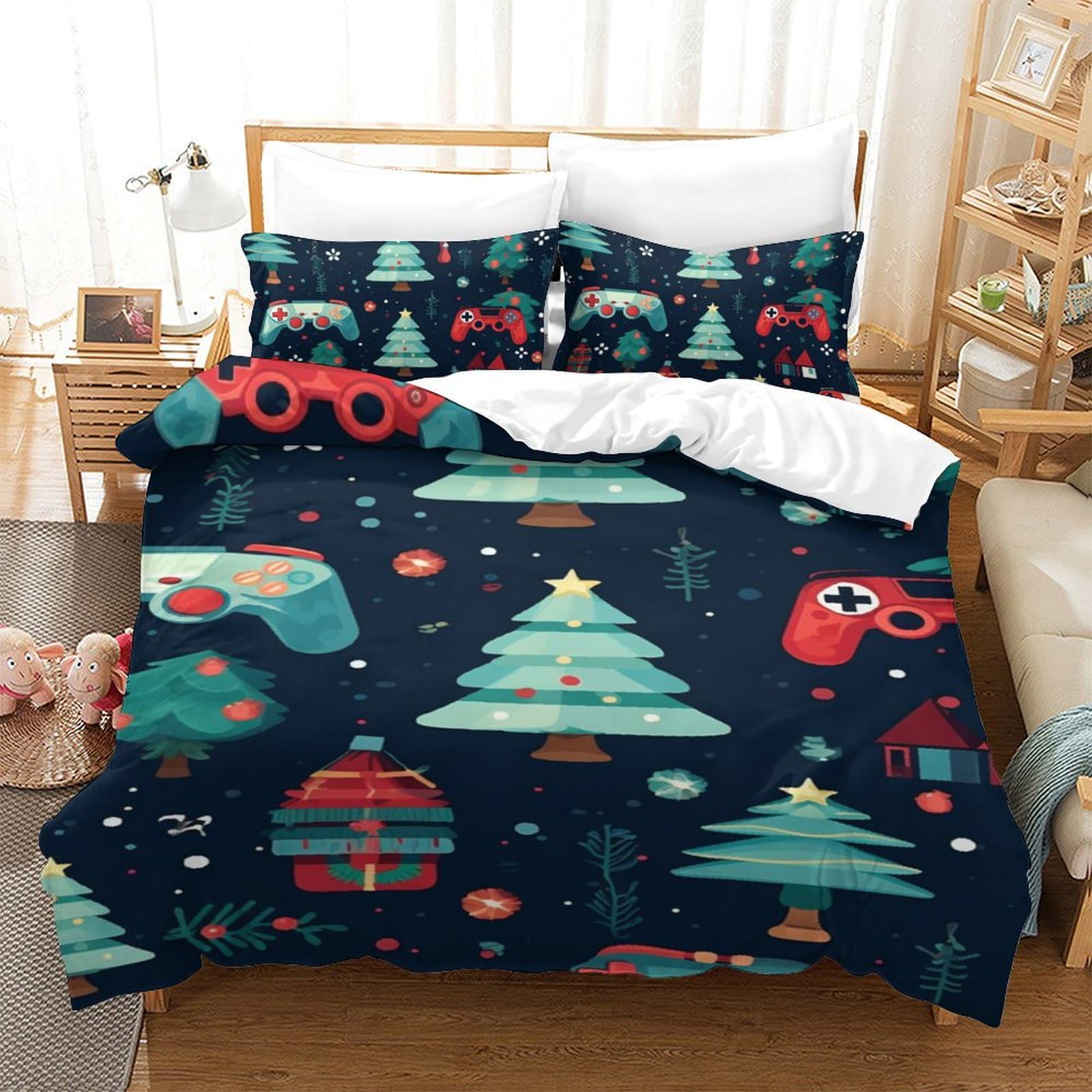 Housse de couette jeux vidéo 140x200cm pour chambre d'enfant gamer
