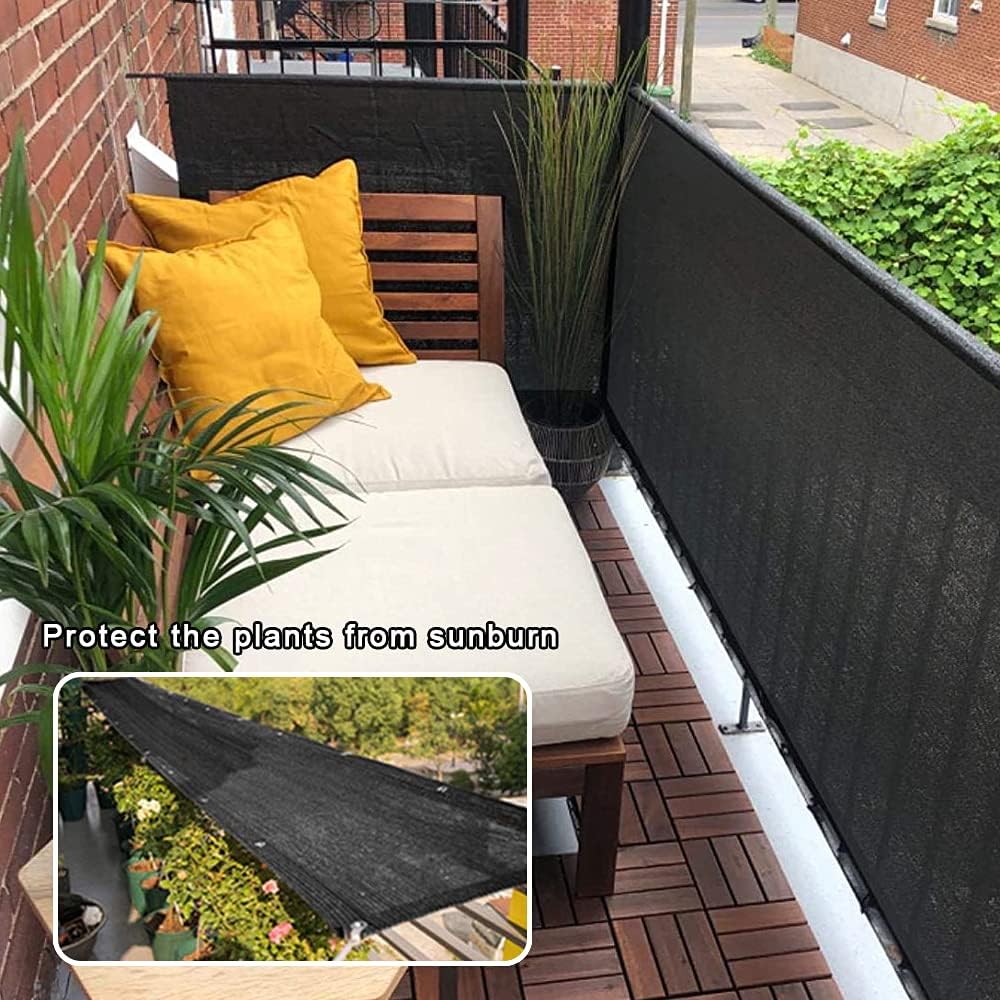 NC Brise-vue pour balcon - Résistant aux UV et aux intempéries - Réduction haute visibilité - Maille filet avec attaches de câble - Pour balcon, jardin, terrasse, porche - 500 x 90 cm - Noir — vue 5