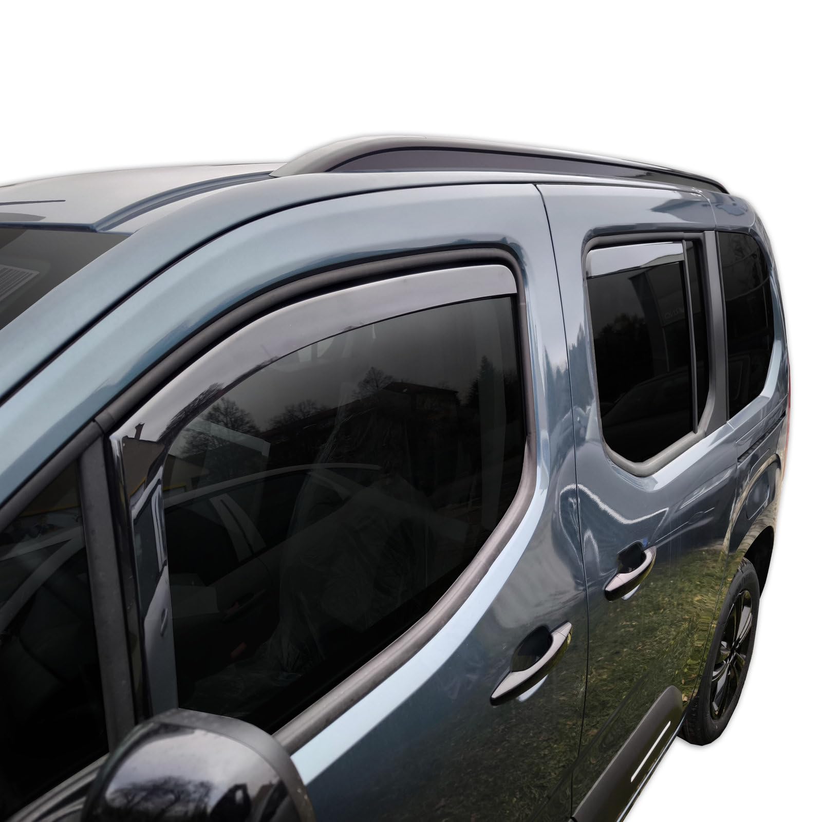 J&J AUTOMOTIVE GD Déflecteurs d'air et de Vent pour Citroen Berlingo Depuis 2018 4pcs, Teintés, Avant et Arrière, Aérodynamique