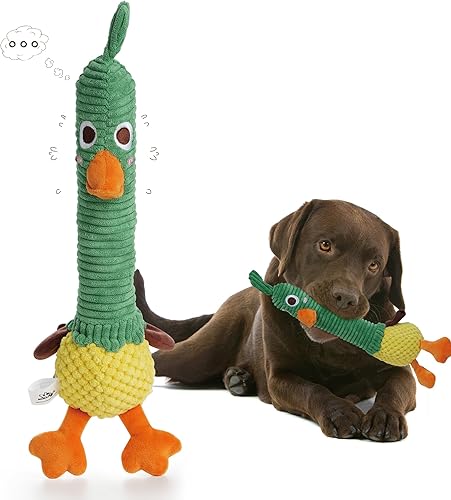 Nocciola Juguete de pato chirriante lindo juguete de peluche para perros con un chirriador de goma grande y duradero juguete para perros grandes