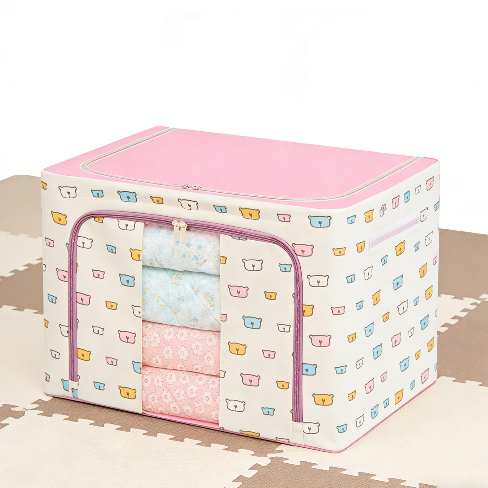 Ejoyous Contenitore Portaoggetti Pieghevole per Abiti, Scatola Organizer per Armadio in Tessuto con Coperchio, Contenitore Lavabile 50x40x33 Cm, per Camera da Letto, Armadio, Scaffale, Guardaroba,