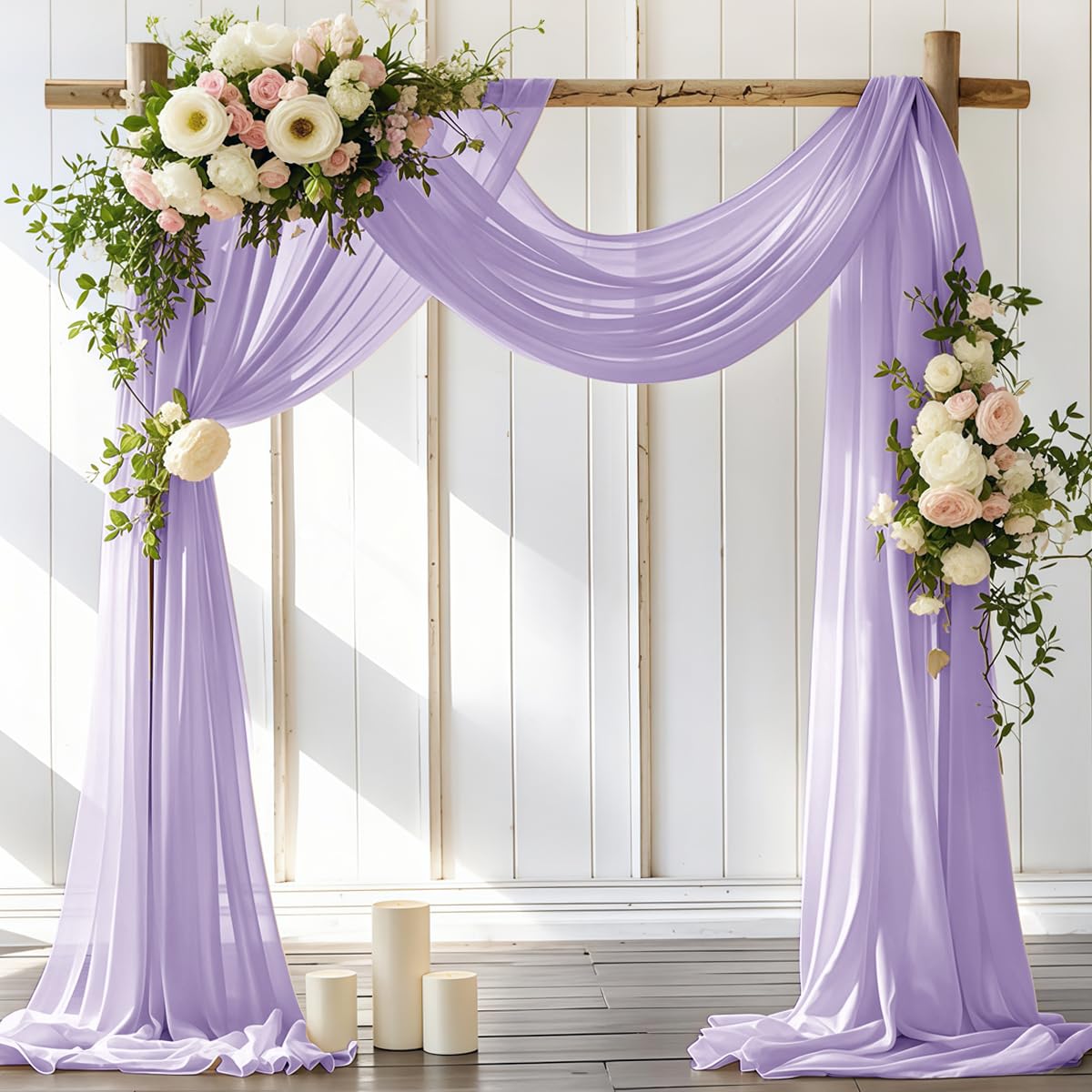 LINXTAR Lilac Wedding Arch Drapery 6 Yards Long, 30'' Wide, Polyester Chiffon, Solid Pattern, Perfect for Wedding Arches, Arbors, Canopies