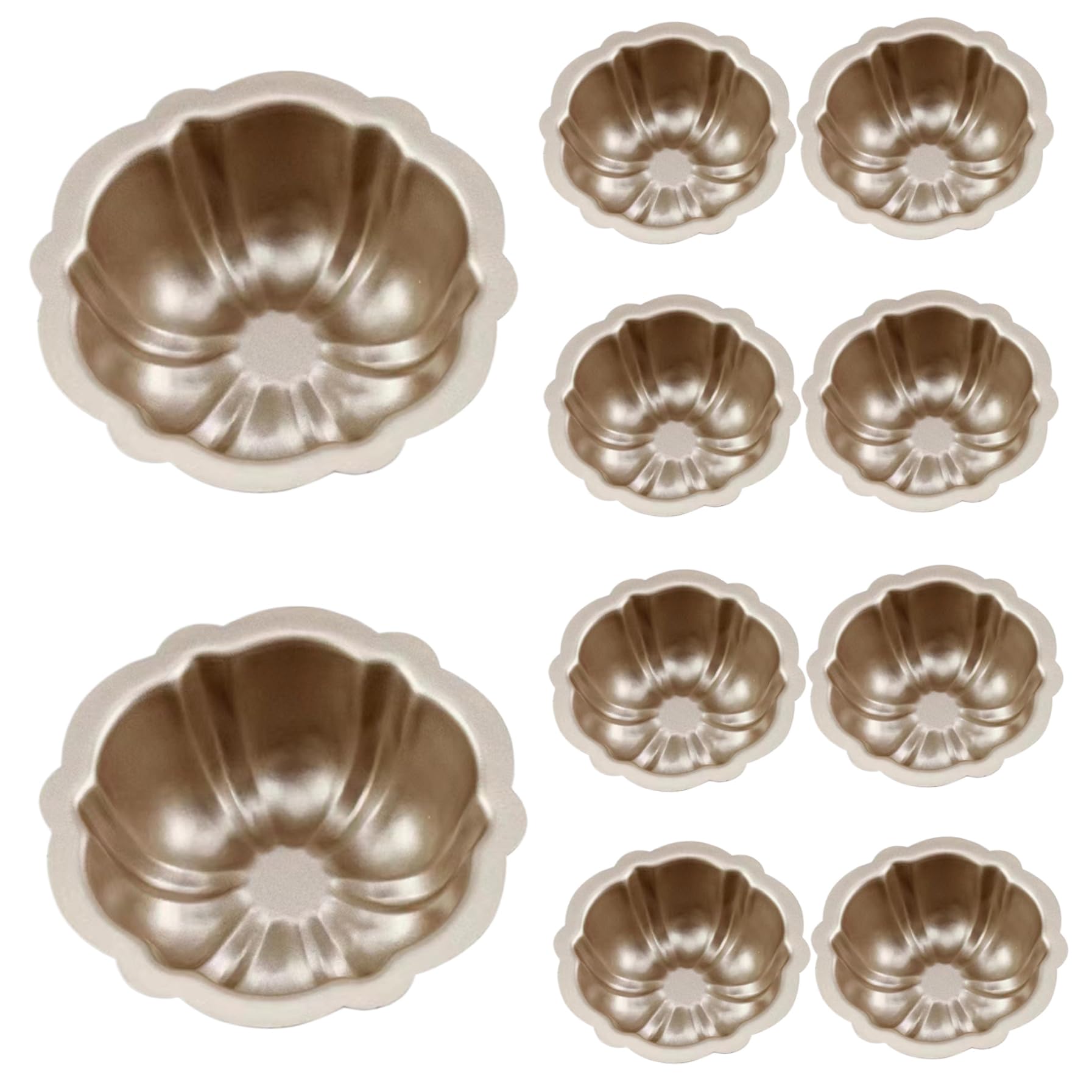 Cakeeyum 10Pcs 10 Pcs Fluted Cake Pan 4 Inch Nonstick Mini Cake Pan Small Carbon Steel Cup Pans For Baking Easy Demold Pumpkin For Cupcakes Brownies Fluted, Mini Pans, 4 Inch