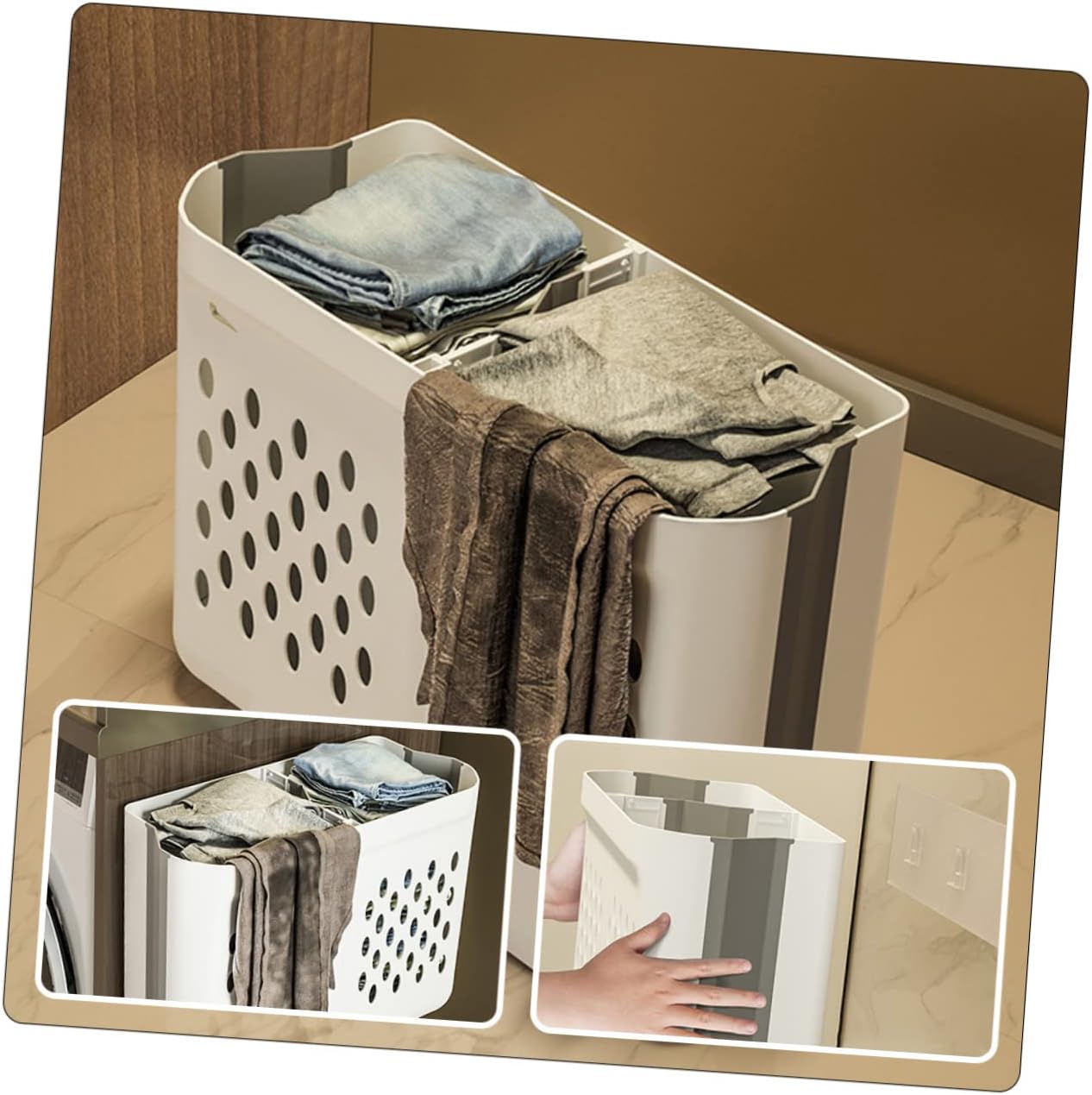 Luxshiny Foldable Wall Mount Laundry Basket Hamper Large Capacity Washing Basket Organizer for Clothes Blankets Storage Container for Home