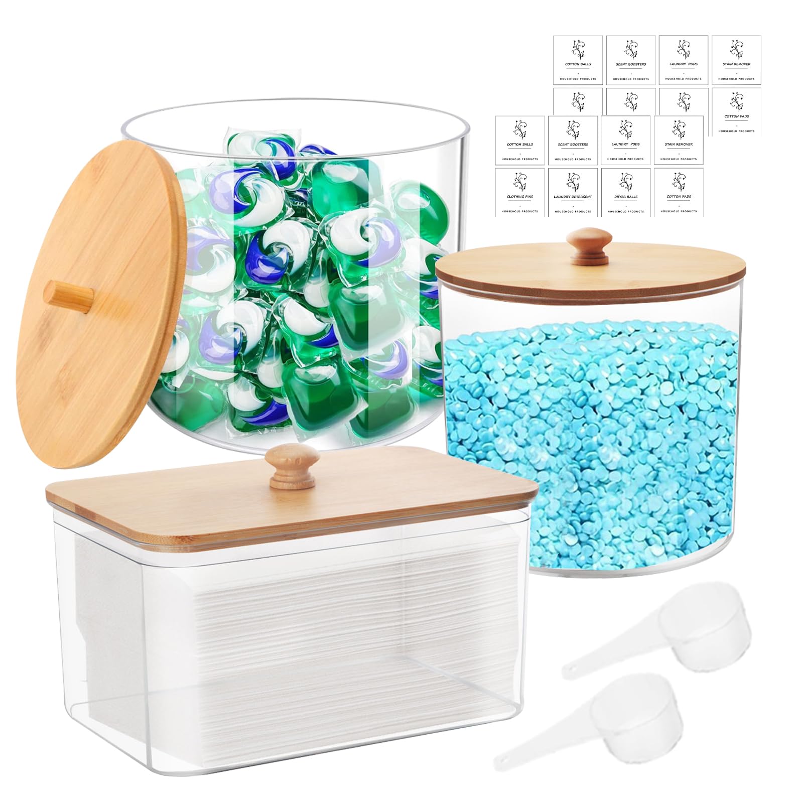 3 Stck Waschmittel Pod Aufbewahrung Transparent Waschpulver  Aufbewahrungsbox mit Deckel und Etiketten Waschmittel Organizer und  Trockner Blatt Halter fr Waschpads, Badebomben, Trockner Blatt :  Amazon.de: Kche, Haushalt & Wohnen