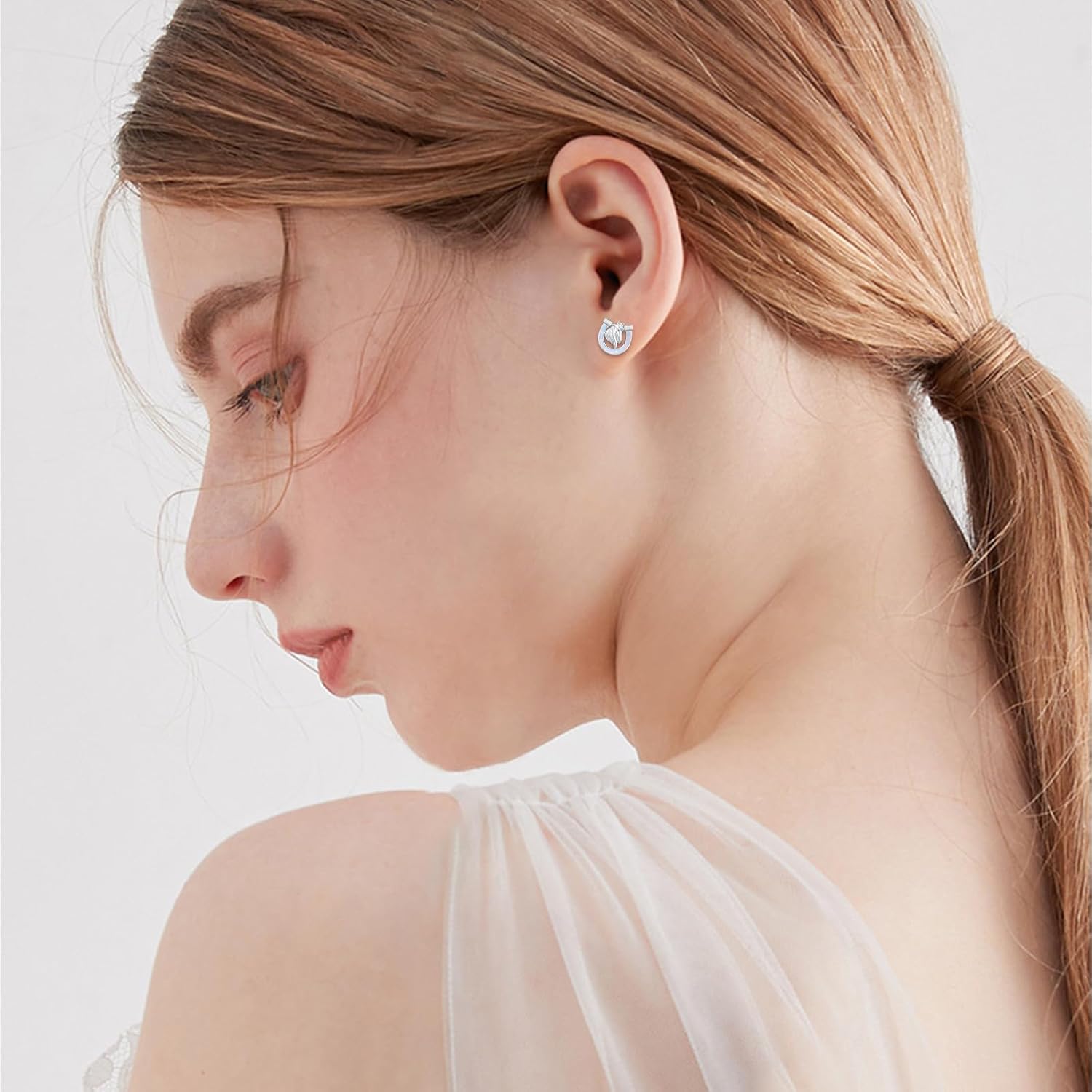 TRISHULA Horse Earrings 925 Sterling Silver Horseshoe Stud Earrings Animal Earrings Jewelry Gifts for Women Men - Image 5