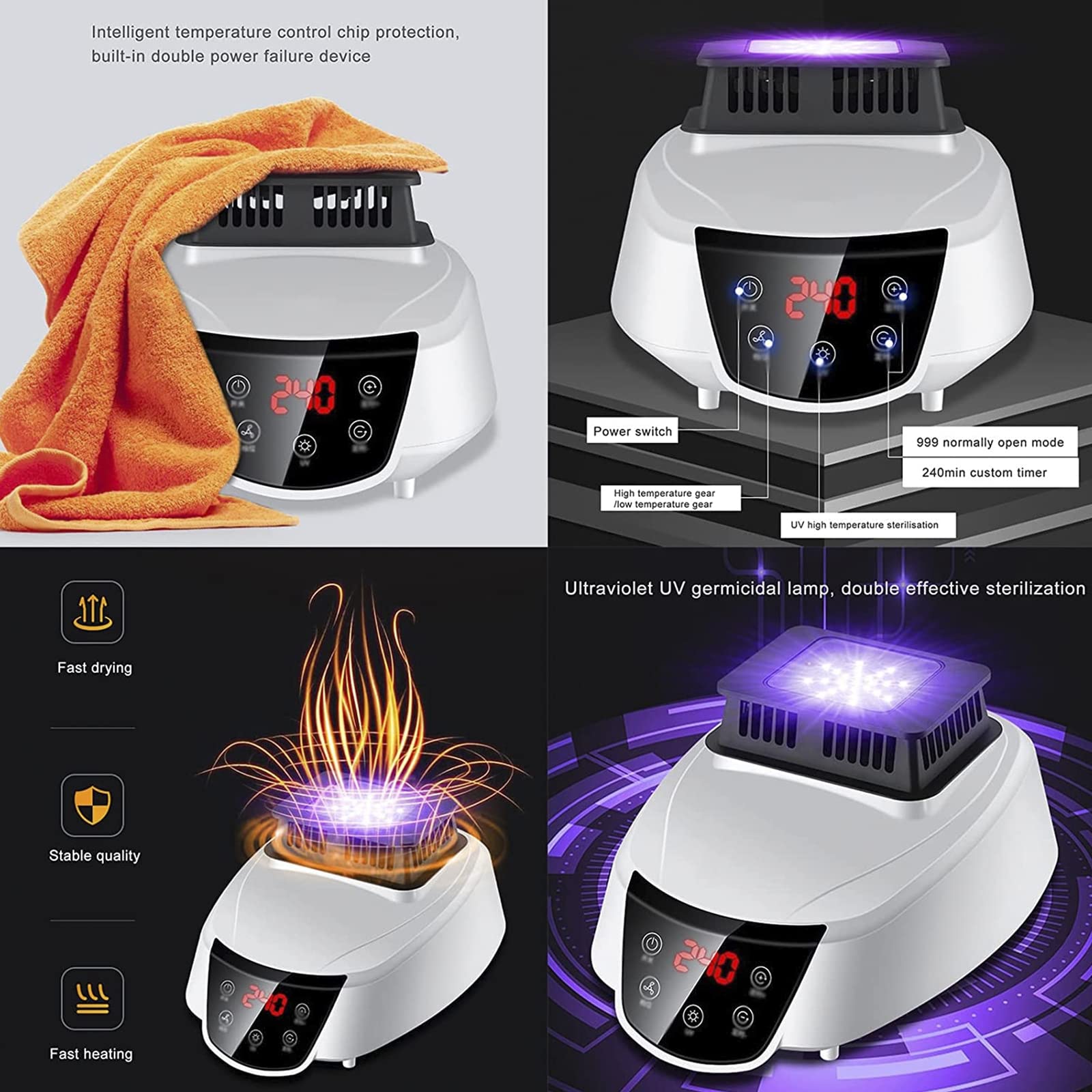 Sèche-linge, Séchoir électrique Chauffant, Sèche-linge électrique Intérieur, 2300 W Efficace, Sèche-linge Chauffant Avec Télécommande Et Minuterie 240 Min, Séchage Rapide Super Silencieux 40 DB