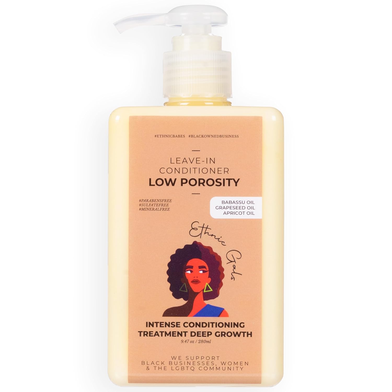Ethnic Gals Low Porosity Leave In Conditioner, with Shea Butter & Aloe - 9.5 fl oz - Deep Moisturizing Conditioner Hydration for Curly Natural Hair, Low Porosity Hair Products - Amazon product rated Grade C