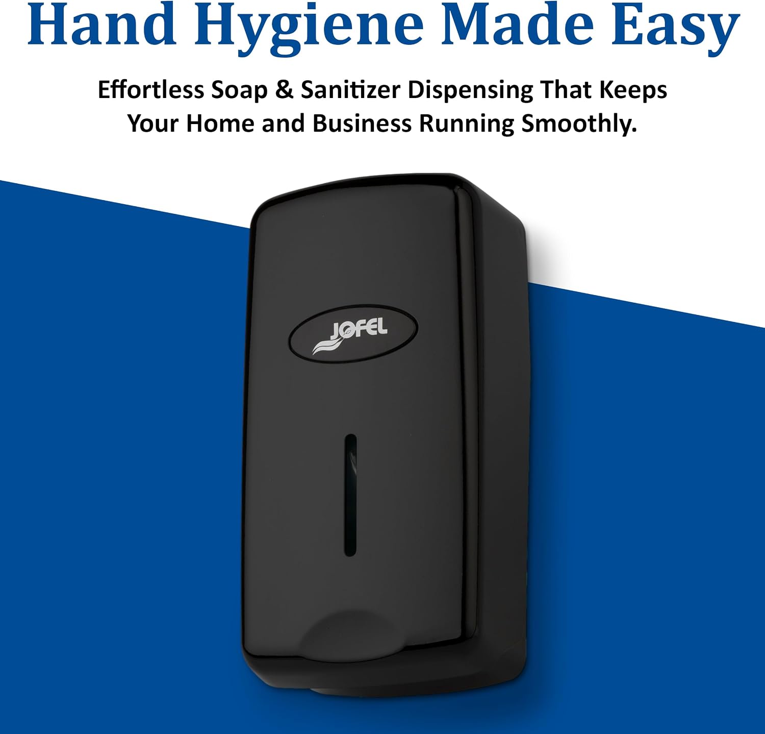 San Jamar Jofel Valor Plastic Soap Dispenser, Hand Sanitizer Dispenser with Modern Design for Home, Bathroom, Kitchen, Restooms, Restaurants, 1 Liter, Black
