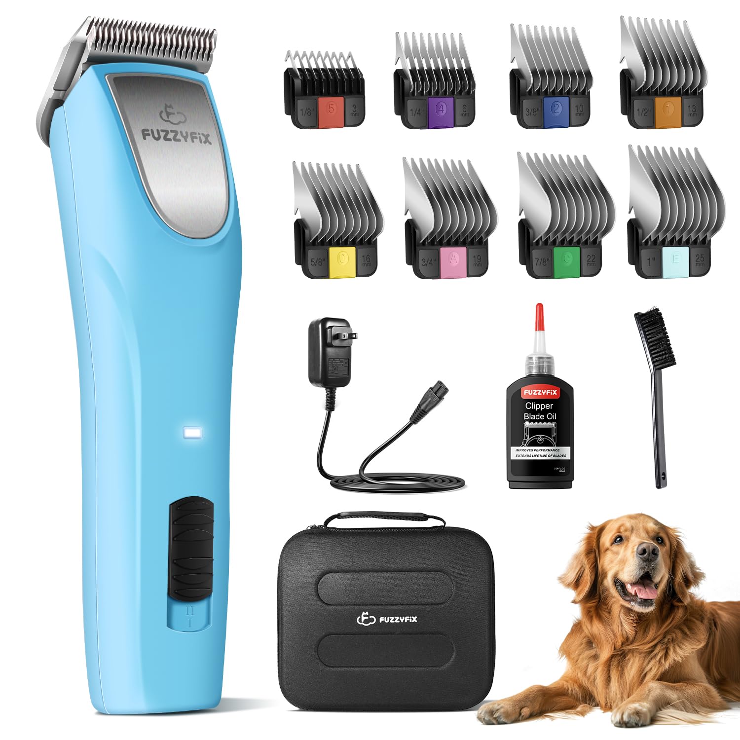 Professional Dog Clippers for Grooming - 2 Speed Pet Grooming Kit for Thick Curly Matted Coats - Low Noise Heavy Duty Cordless Hair Trimmer with Detachable Metal Blade for Animal/Pet/Horse