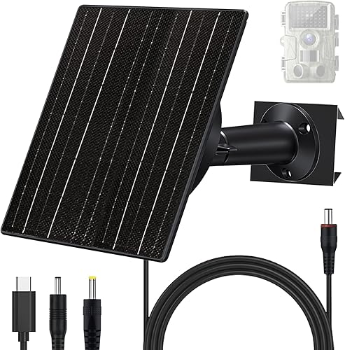 FUTUREZEN Panel solar de 8 W para cámara de seguridad, cámara de sendero, dispositivo tipo C con batería de 10400 mAh, salida ajustable de 5 V12 V,