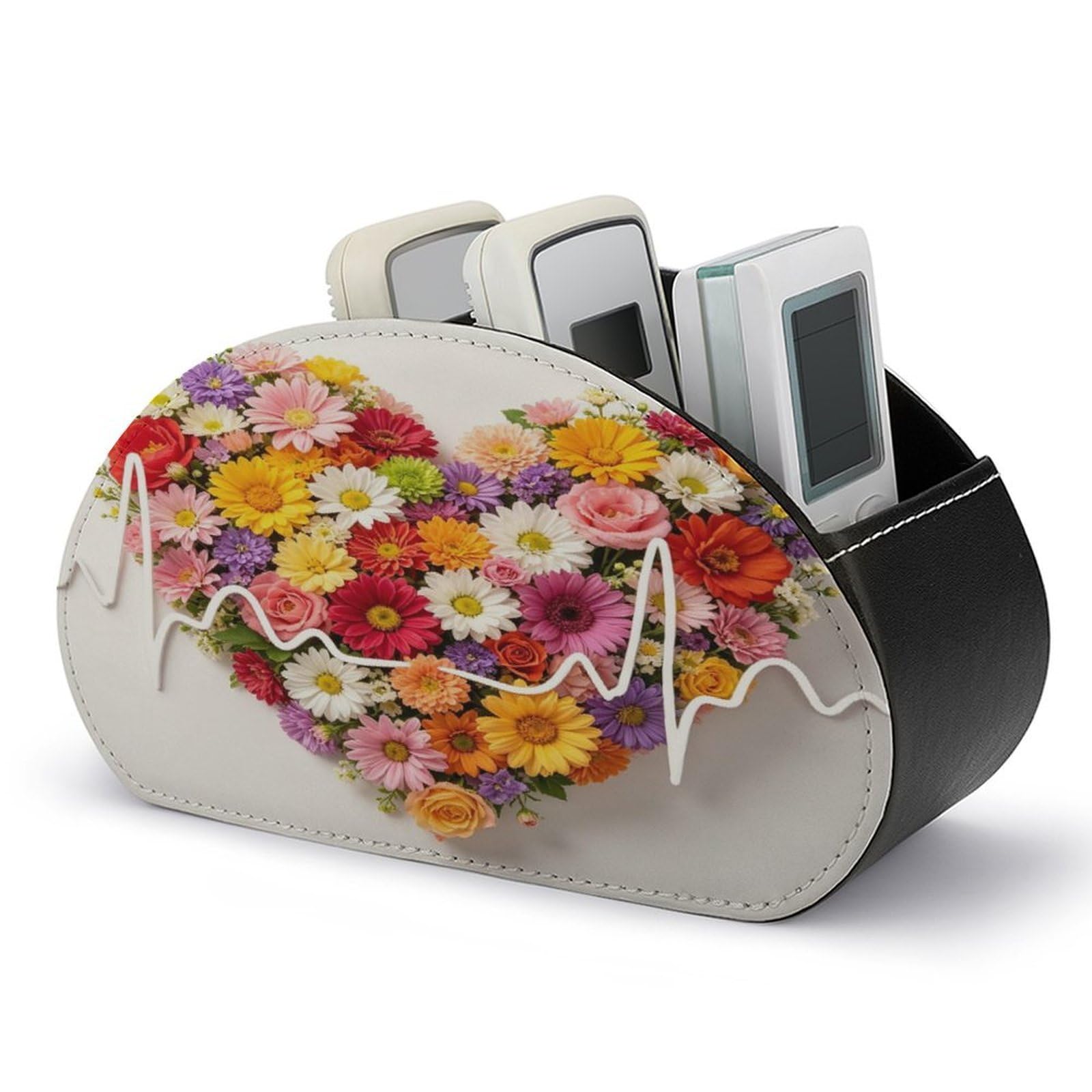 Btcowzrv Style Heartbeat Flower Bouquet Remote Control Holder With 5 Compartments