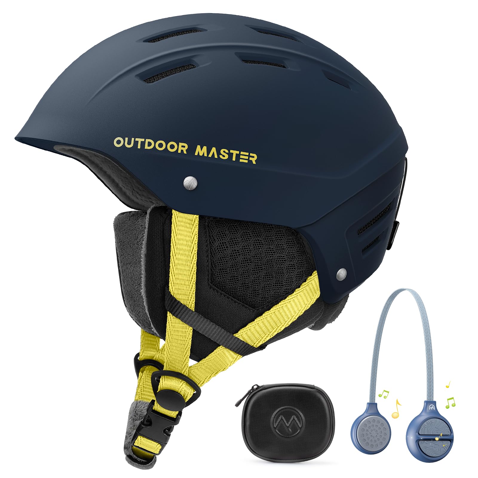 OutdoorMaster Kelvin II Ski Helmet and Wireless Bluetooth Set - Adjustable Fit Snowboard Helmet with Drop-in Headphone - Snow Sports Helmet for Men Women & Youth