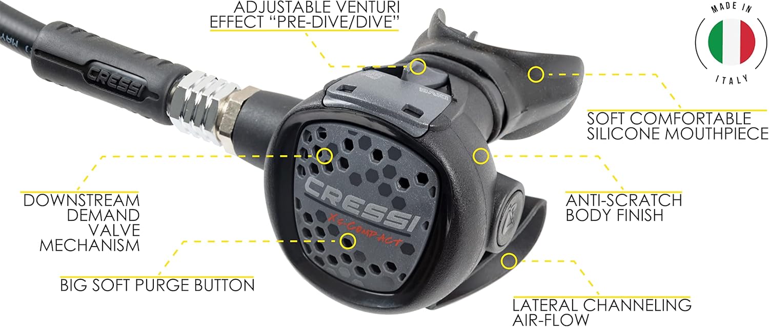 Cressi R1 BCD Donatello Dive Computer AC2 Compact Regulator Set GupG Reg Bag Scuba Diving Package : Sports & Outdoors