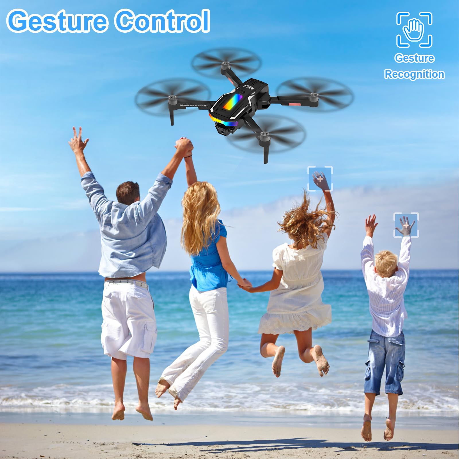 Dron con 2 Cámara 4K HD, GuKKK RC Quadcopter Drone Plegable para Principiantes, 90°Eléctrica ajustable FPV Dron con 2 Baterías y Bolsa Portátil, Juguetes para Niños y Niñas Regalos Navidad