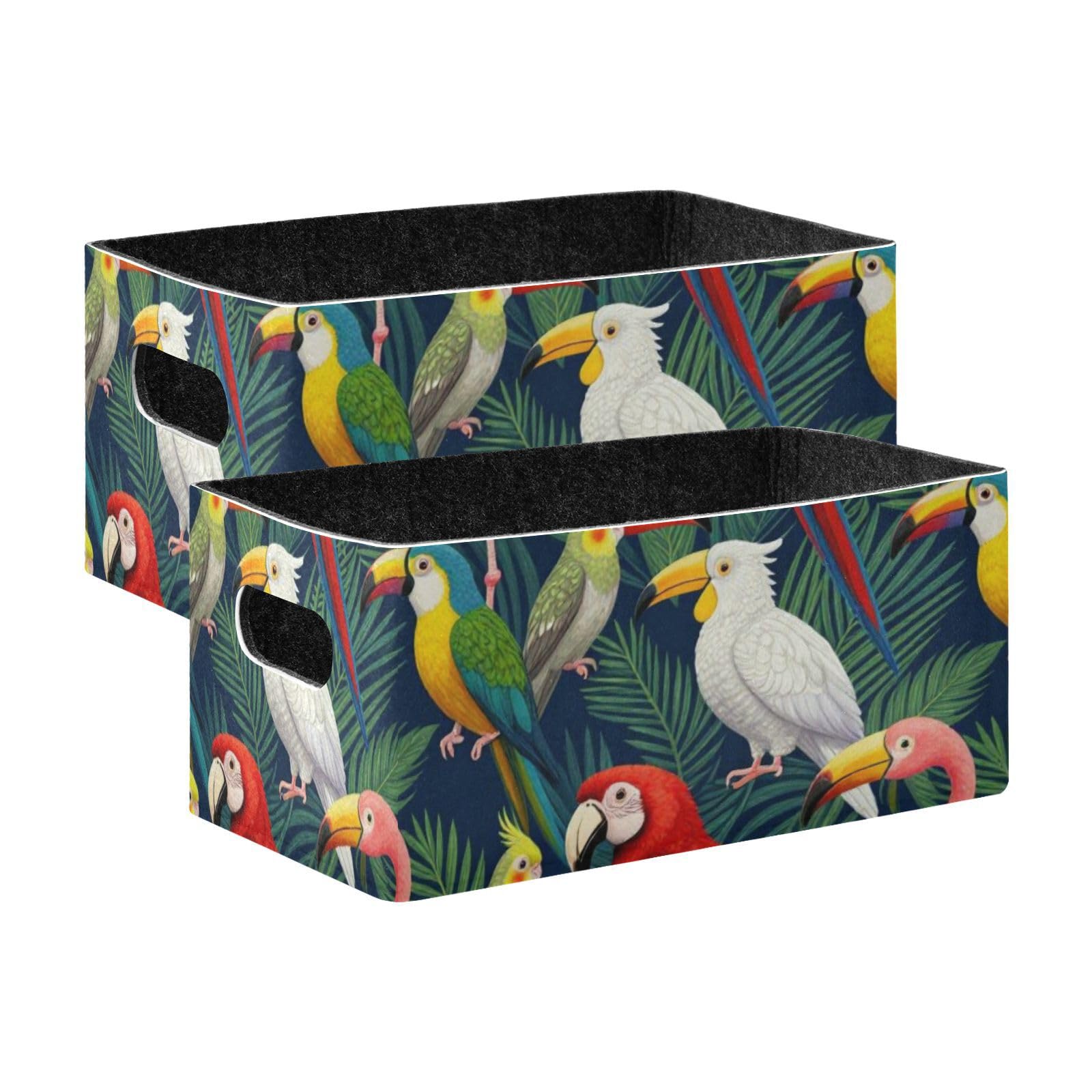 Cube de rangement oiseaux tropicaux colorés pour organiser livres et salon