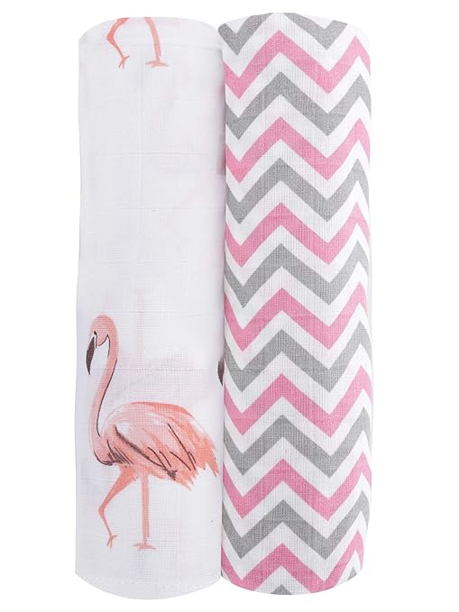haus & kinder 100% Cotton Muslin Swaddle Wrap for New Born Baby, (Size 100 cm by 100 cm) (Pack of 2, Pink)
