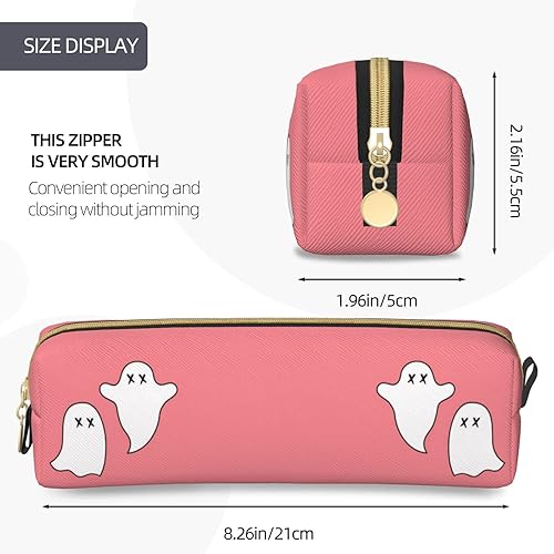 Miniatura 5 de ZJBLHEQ Fantasma - Estuche pequeño para bolígrafos, lindo organizador de papelería, bolsa de maquillaje de gran capacidad con cremallera, caja para