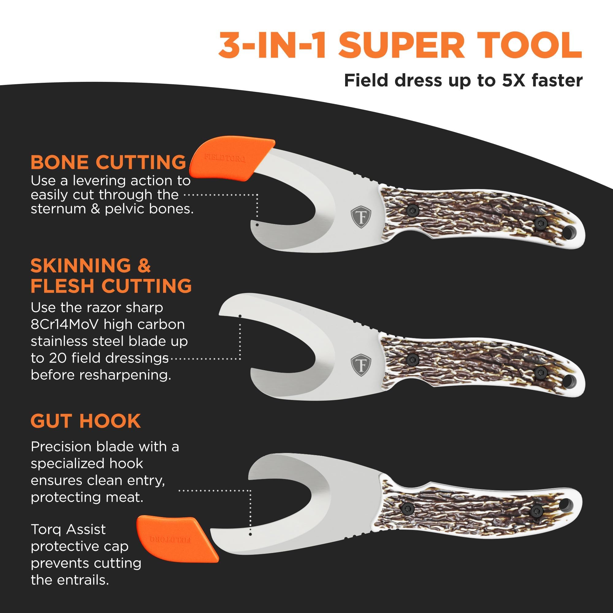 Amazon.com : FieldTorq Field Dressing Kit | 3-in-1 Super Tool with Sheath & Sharpener | Skinning Knife for Hunting | Gut Hook | Deer Hunting Knife Set | Stag : Sports & Outdoors Amazon.com : FieldTorq Field Dressing Kit | 3-in-1 Super Tool with Sheath & Sharpener | Skinning Knife for Hunting | Gut Hook | Deer Hunting Knife Set | Stag : Sports & Outdoors