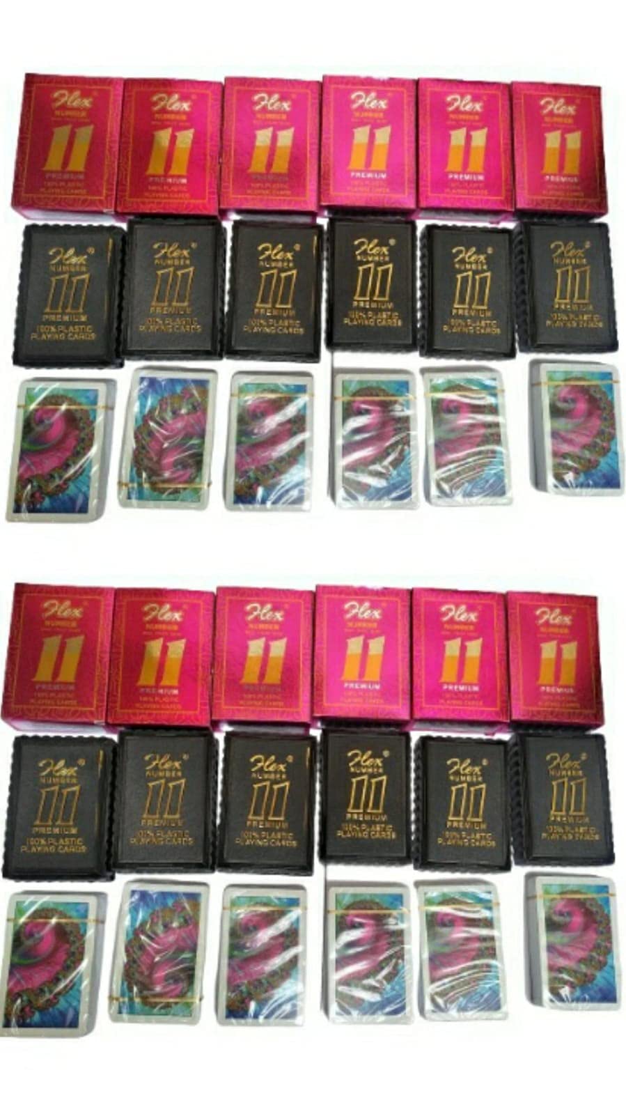 Bicycle Playing Cards Flex 11 Number Premium 100% Plastic Pack Of 12 Pink | Cards | Playing | Branded | Number | 11 | Ace | Company | Premium | Deck | Party | Games | Time Pass | Water Proof | Family