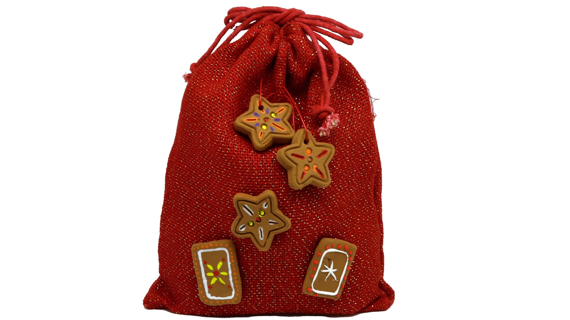 Roter Glitzernder Jutesack | 20 x 25 cm | Set mit 25 Stück | (Musterfoto) | DIY Nikolaus Sack | Jutesack