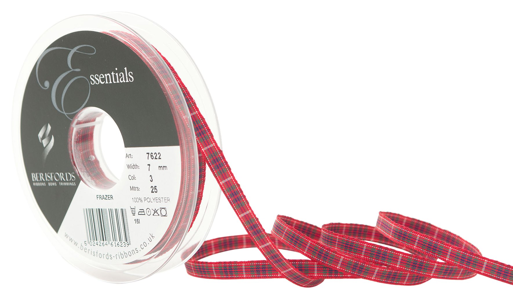 Berisfords 3 Frazer Woven Tartan Ribbon (Value Roll)