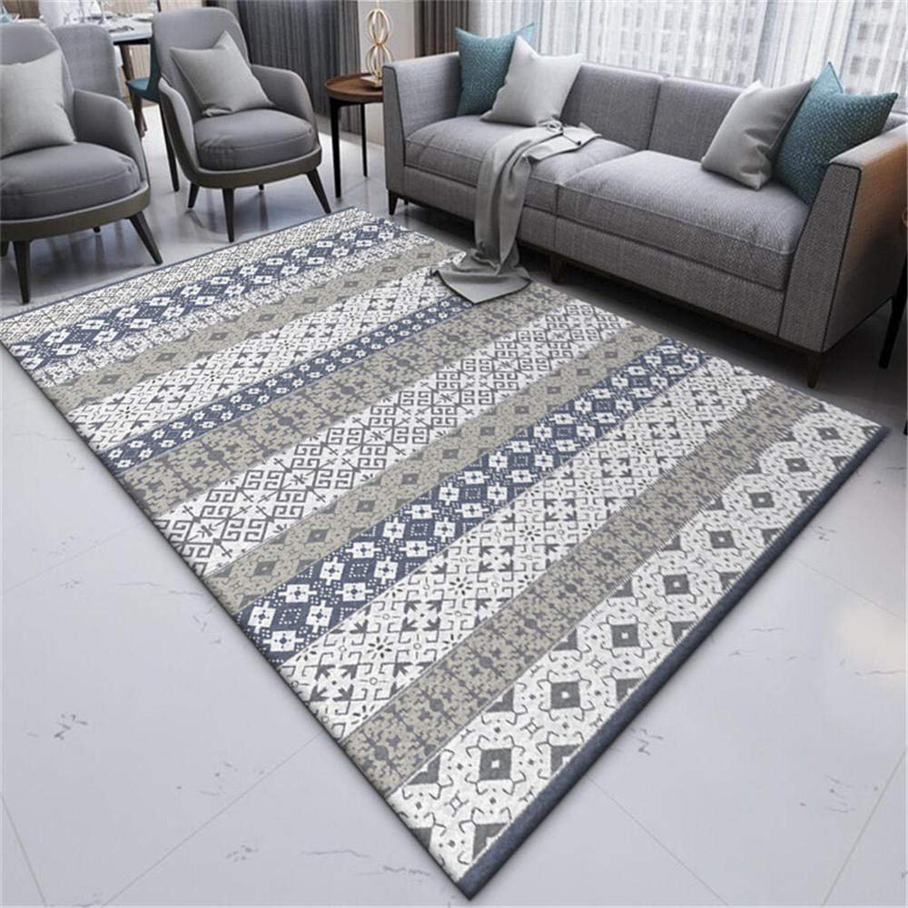 Tapis salon gris géométrique grand format 40x120 cm paillasson durable de maison épaisseur 0.7cm