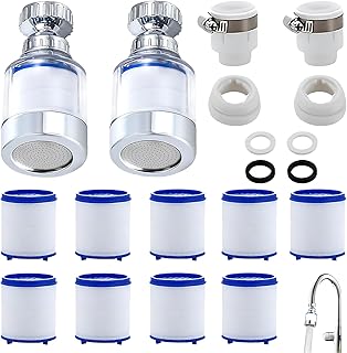 14 Stück Wasserfilter Wasserhahn, 2 Pcs 360° Wasserhahn Filter+9 Pcs Pp-Baumwollfilterelement+2 Pcs Universelle Schnittstelle, Für Küche, Waschbecken, Badezimmer Wasserfilter Für Wasserhahn