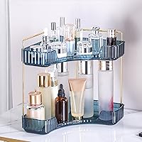 Vista 8 de Organizador de esquina para encimera de baño, estante de baño, organizador de maquillaje para tocador, bandeja de perfume para almacenamiento en Gris