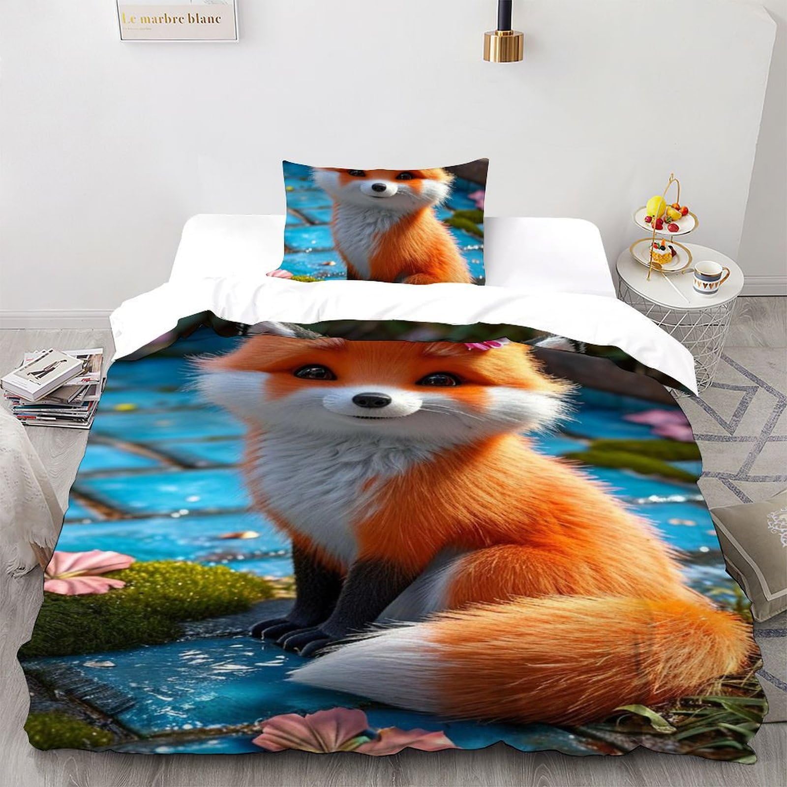 Housse de couette renard microfibre 135x200 cm avec sa taie