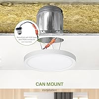 Vista 8 de ASD Lámpara de techo LED de 5" de montaje empotrado redonda, iluminación de superficie de bajo perfil 5CCT, regulable, ultradelgada