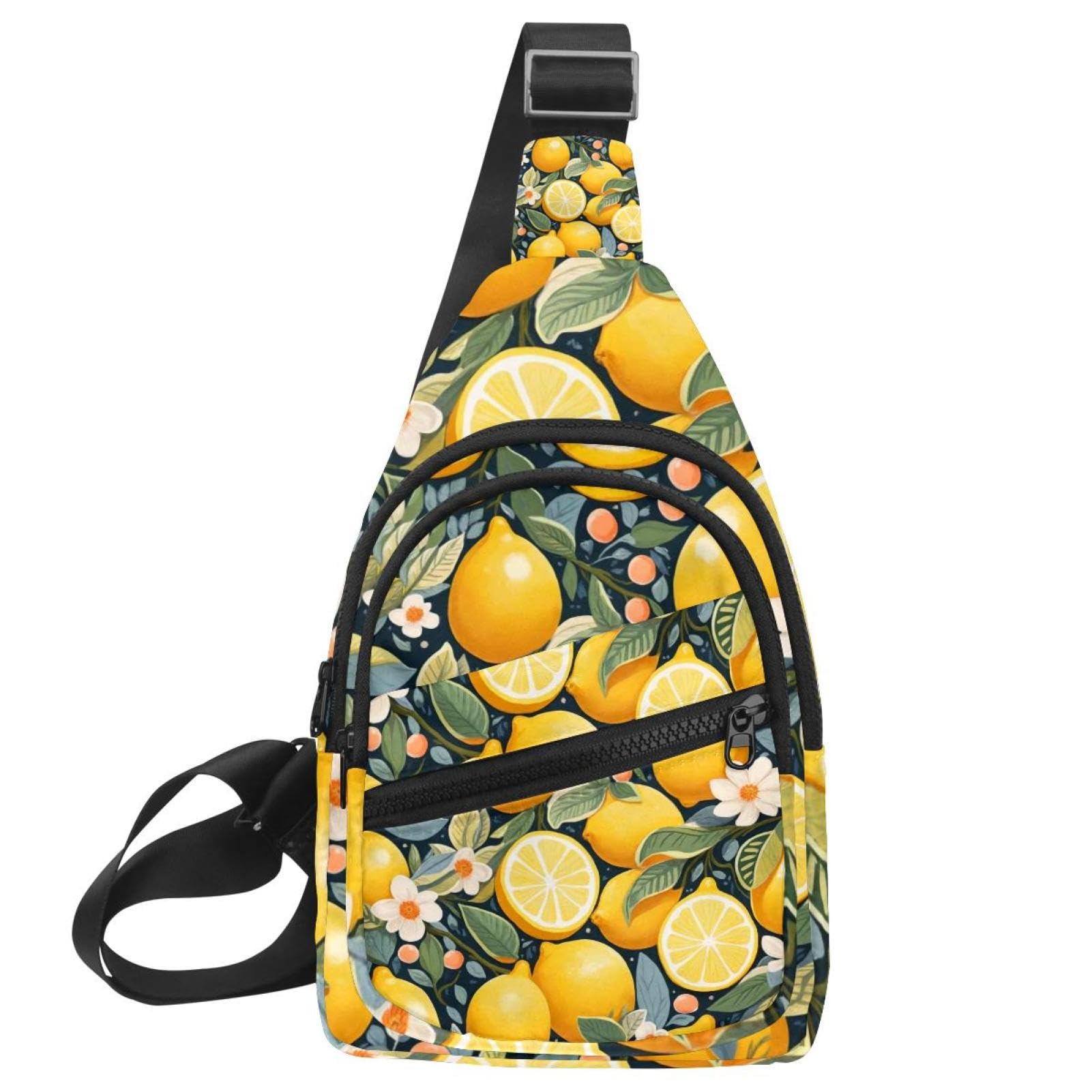 Mochila cruzada de flores de limón con correa ajustable unisex 7