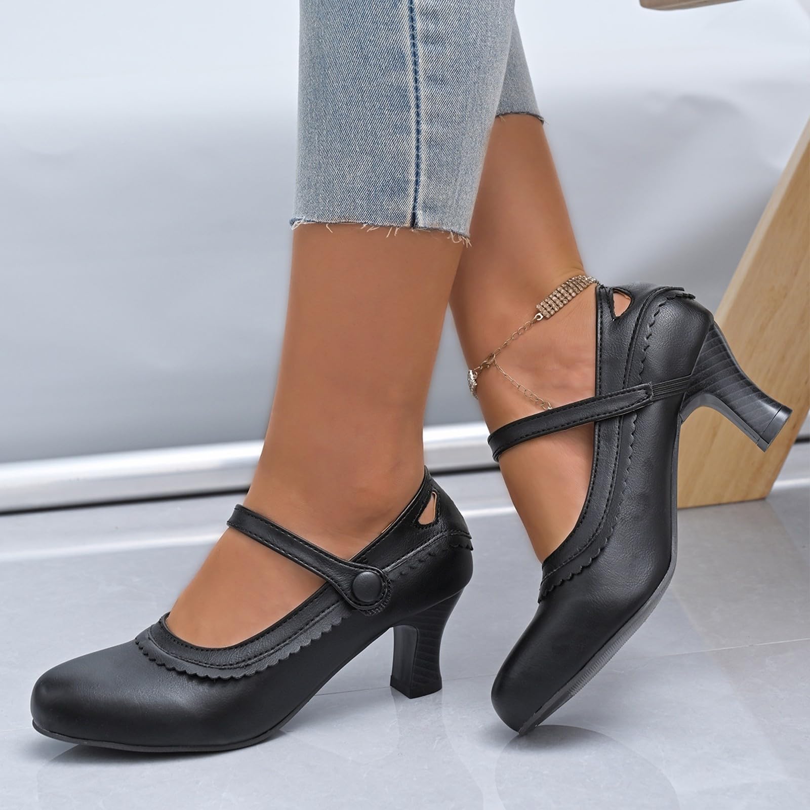 Scarpe da donna eleganti e comode, Mary Jane, con tacco alto
