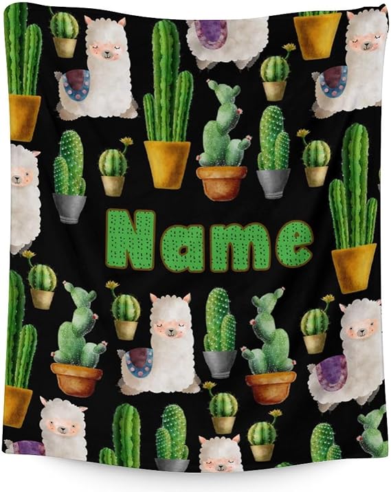 Custom Cactus Throw Blanket - Soft, Fuzzy & Warm - 60x80 Inches Flannel Blankets for Bed, Couch - Black Aesthetic Throws Gift for Adults