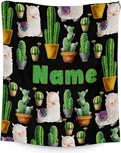 Custom Cactus Throw Blanket - Soft, Fuzzy & Warm - 60x80 Inches Flannel Blankets for Bed, Couch - Black Aesthetic Throws Gift for Adults