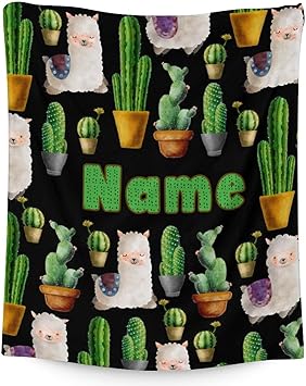 Custom Cactus Throw Blanket - Soft, Fuzzy & Warm - 60x80 Inches Flannel Blankets for Bed, Couch - Black Aesthetic Throws Gift for Adults
