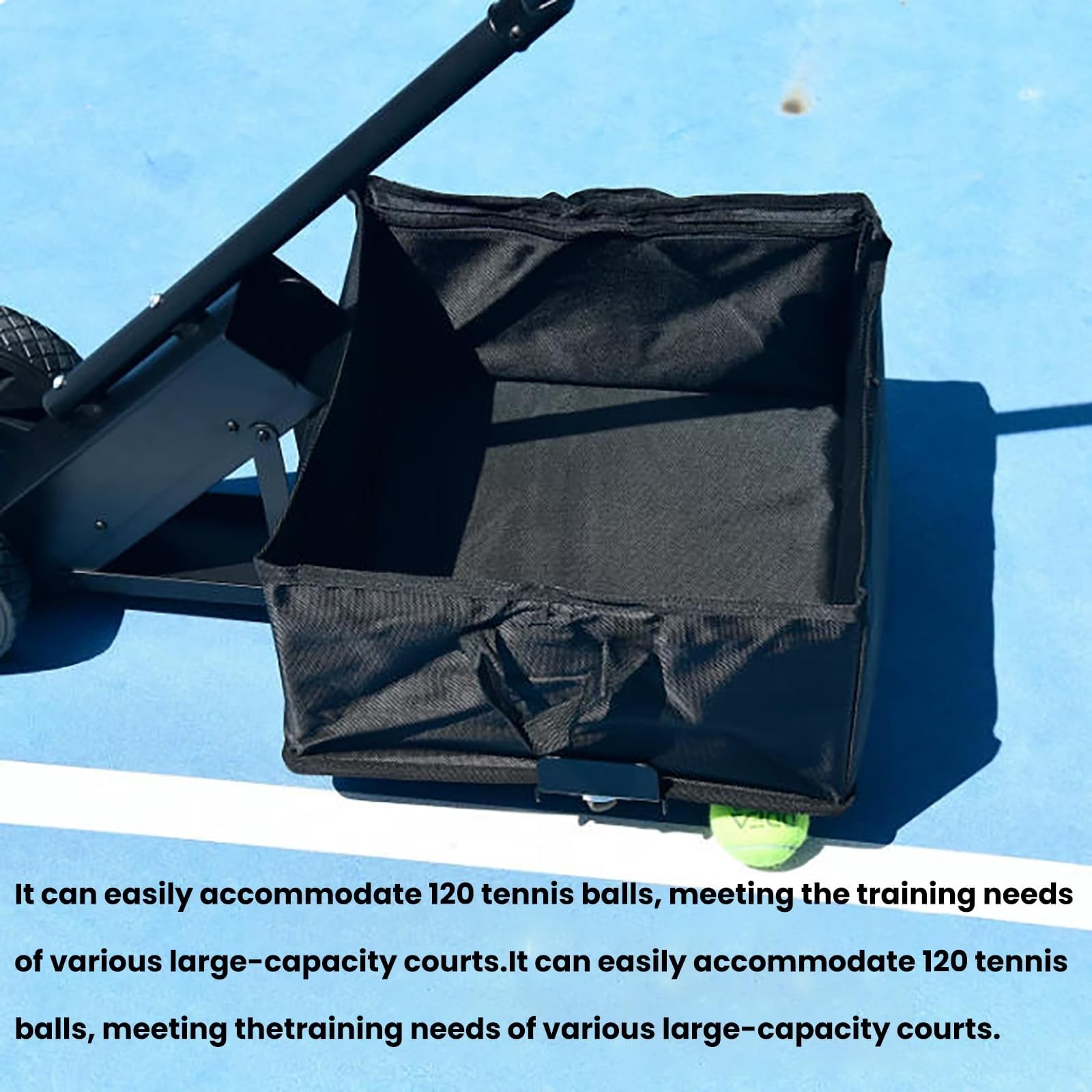 Tramogge for Palline da Tennis Carrello Raccoglitore di Palline da Tennis, Contiene 120 Palline, Supporto for Palline da Pickleball, Maniglia Pieghevole, Ruote girevoli Lisce, Borsa for Palline