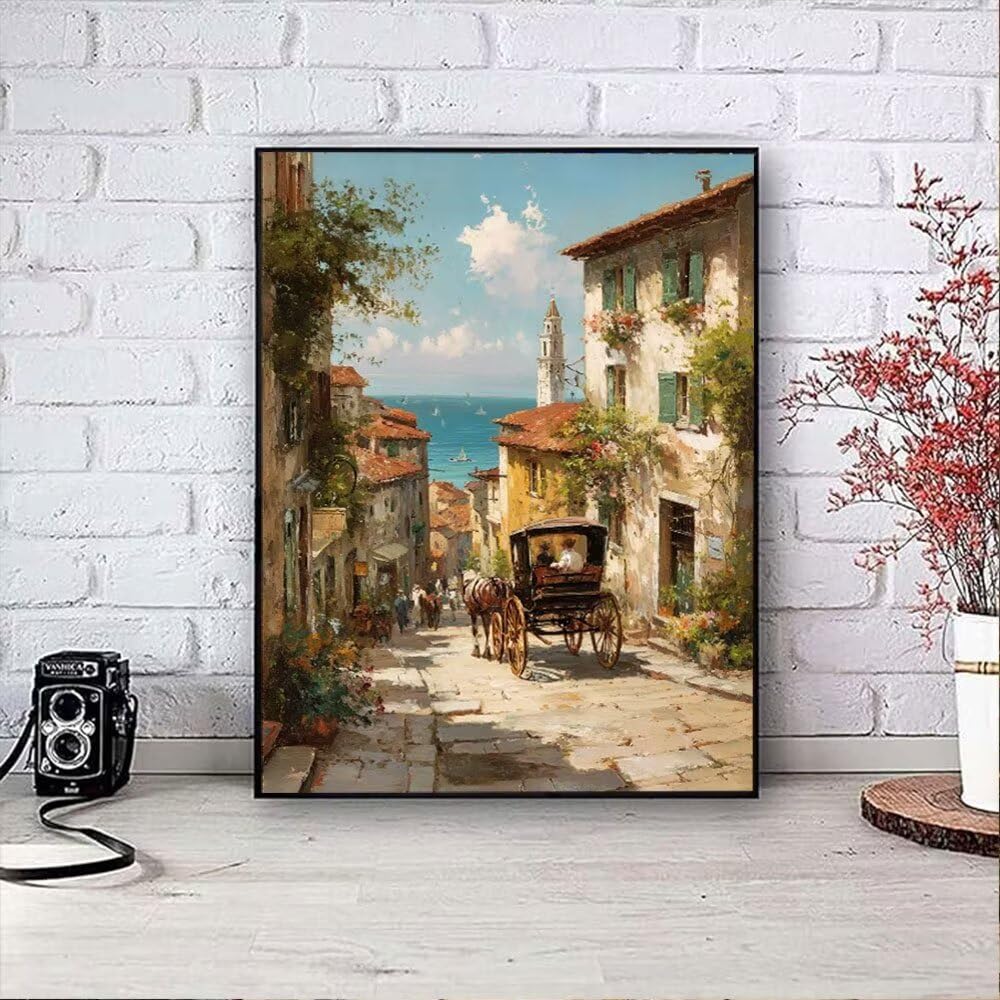DIY 5D diamentowe zestawy do malowania artystycznego dla dorosłych, malowniczy wózek uliczny diamentowe zestawy artystyczne pełne wiertło obrazy malarstwo ścieg krzyż diament malarstwo początkujący