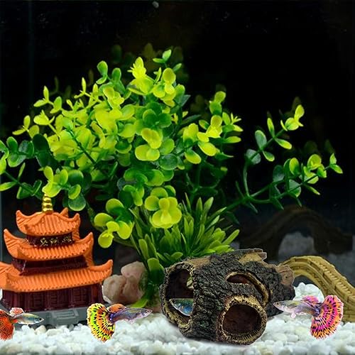 Miniatura 2 de DOMICA Decoraciones de acuario para peces pequeños, betta, piel de reptil, adornos de resina para peceras de 3 a 10 galones, accesorios de