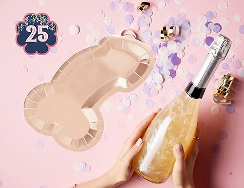 Miniatura 2 de Decoraciones de despedida de soltera 25 placas de papel desechables de oro rosa, platos de papel resistentes de 10 x 6 pulgadas, suministros de