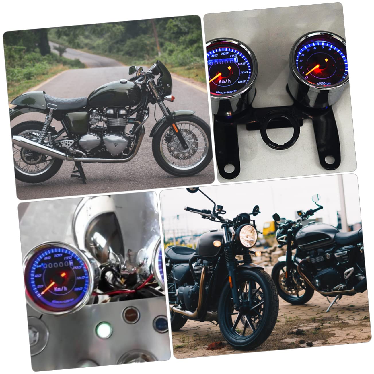 Zerodeko 12v Motorcycle Led Speedometer Gauge Odometer Tachometer Holographic Display for Bike Accessories