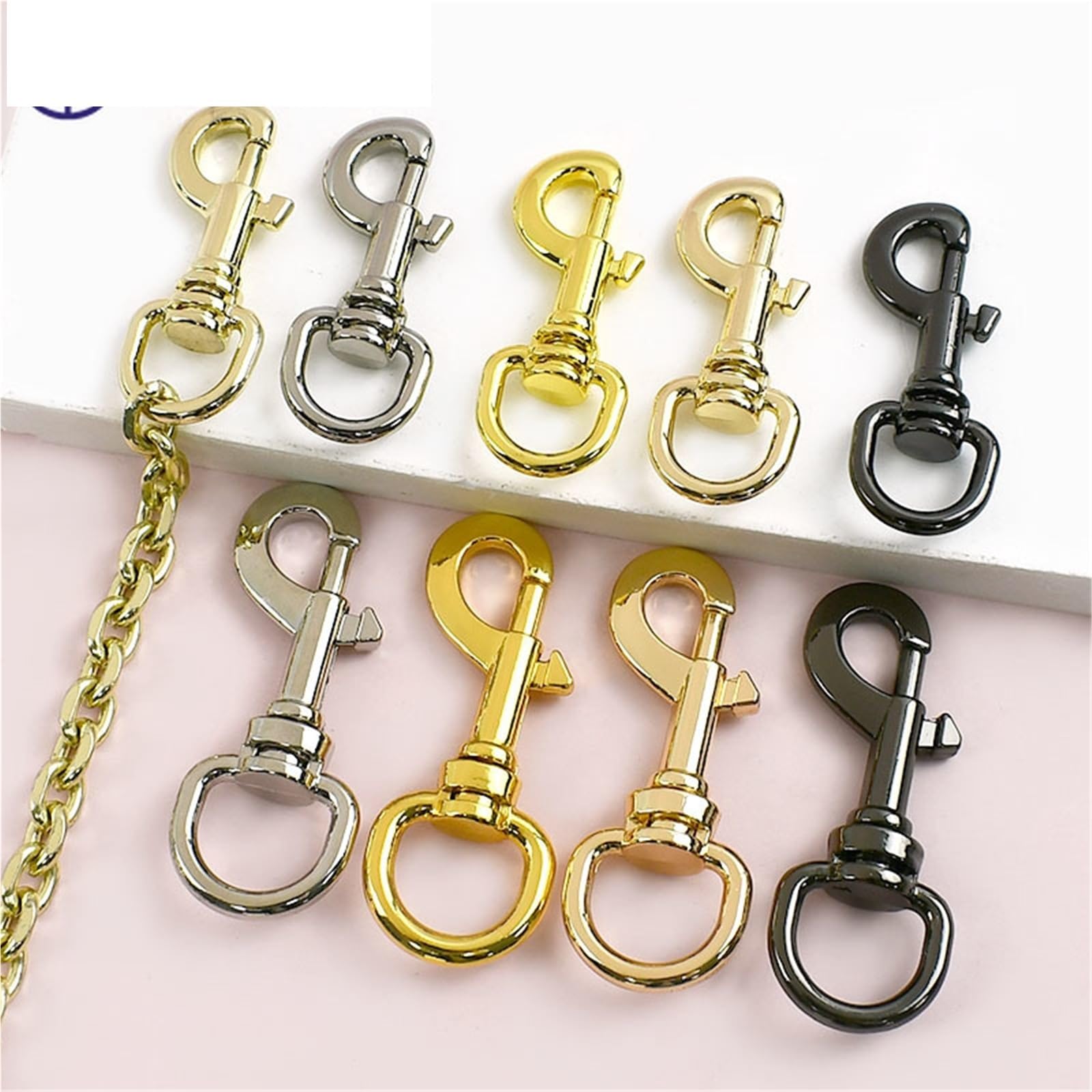 Ganchos De Metal Giratorio 5-20Pcs 11/15mm Metal Bag Strap Buckles Swivel Lobster Clasp Keychain Trigger Snap Hook Carabiner Clip DIY(LightGold-15mm,20Pcs)