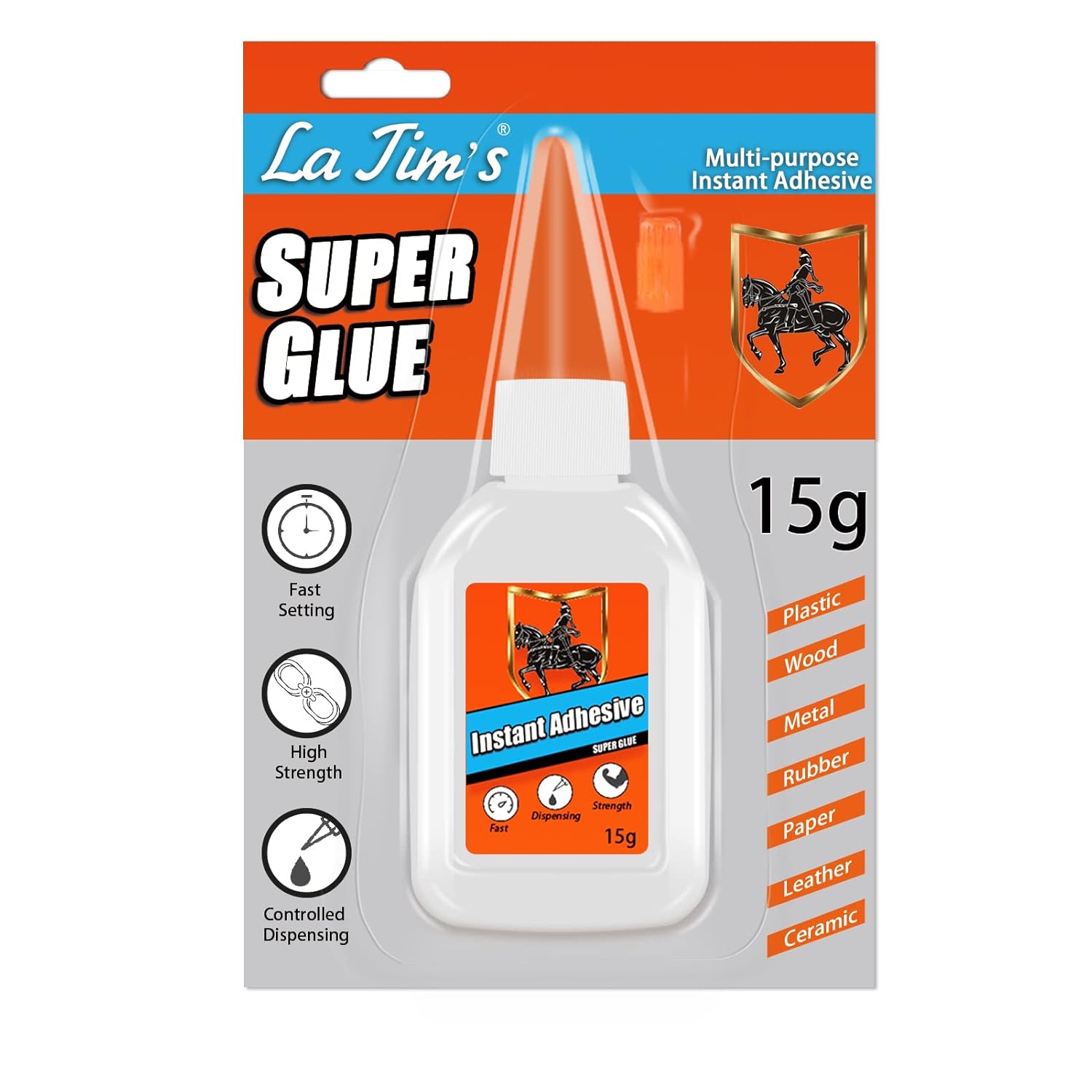 LA TIM'S Super Glue, 15 Gram, Clear, Dries in Just 10 Seconds, Instant