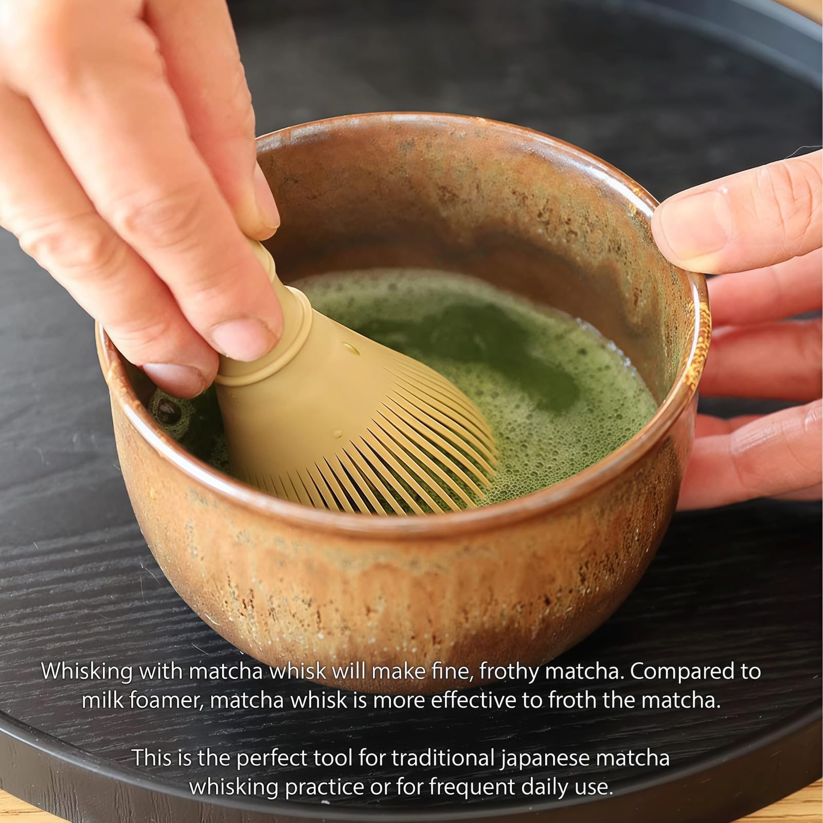 Ensemble de fouet à matcha – Fouet réutilisable en résine pour mélanger la poudre de matcha, le chocolat chaud et la mousse de lait, outil de cérémonie du thé facile à nettoyer