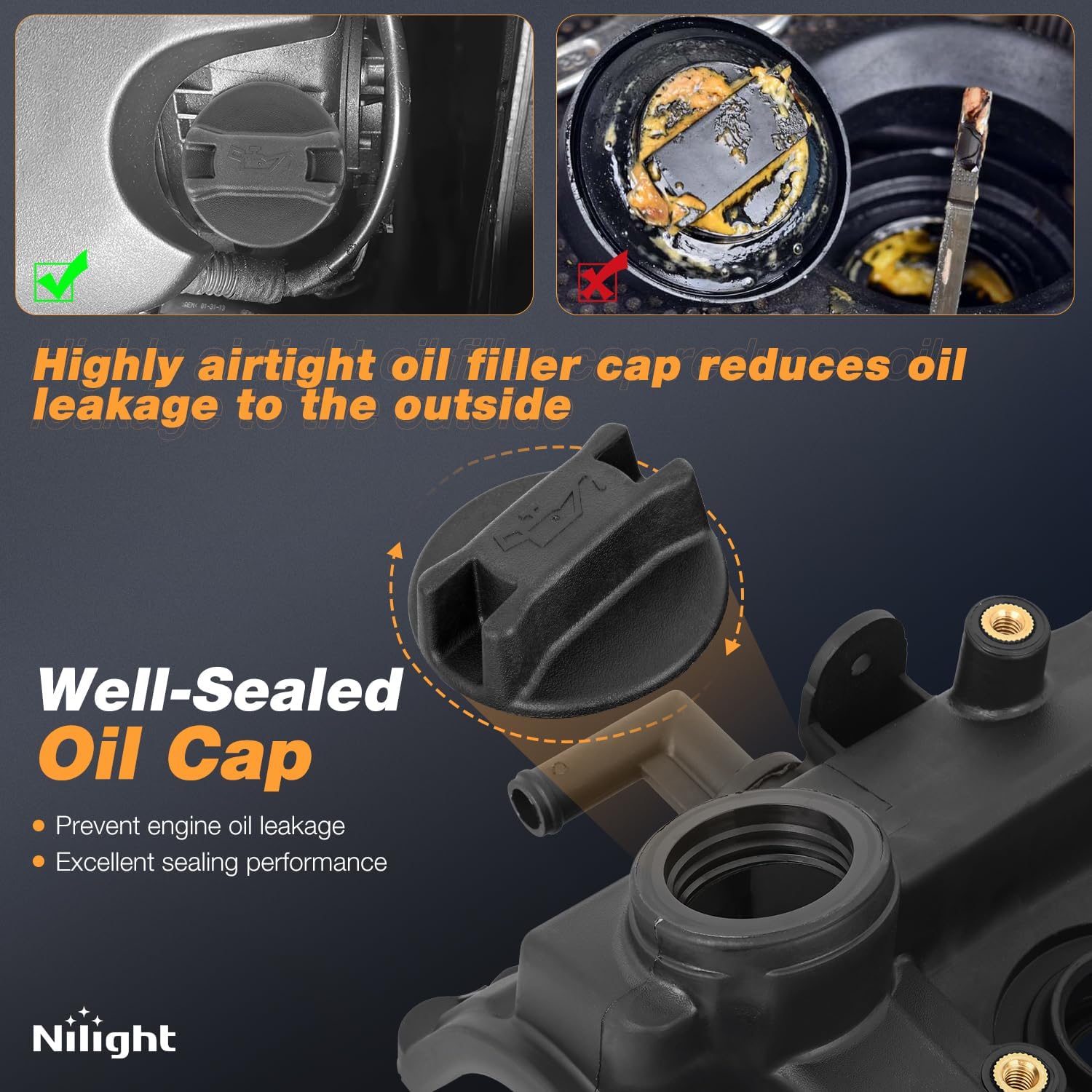 Nilight Pair Engine Valve Cover Set for Infiniti I35 2002 2003 2004, for Nissan Altima 2002 2003 2004 2005 2006, Maxima 2002-2006 2007 2008, Quest 2004-2009, Murano 2003 2004 2005 2006 2007