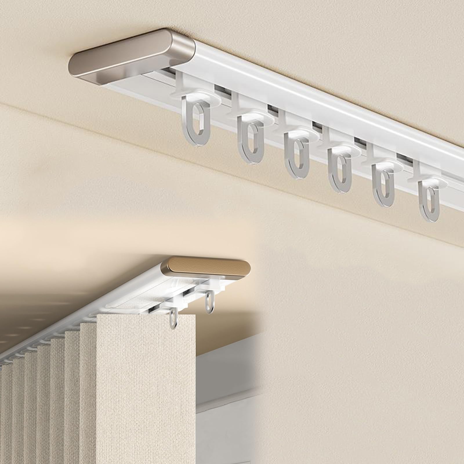 Rail à rideaux ultra-fin pour plafond blanc réglable de 1 à 6 mètres